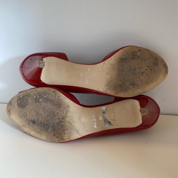 Aldo Red Kitten Heels with Peep Toe size 39 - Picture 8 of 8
